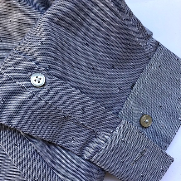 Calvin Klein Slim Fit, Stretch, Men’s Dot Print Dress Shirt, Steel 15 1/2, 34/35 - Picture 3 of 6